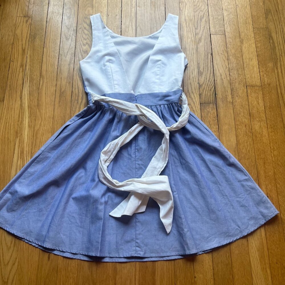 Lauren James Size S NEW Royal Blue White Emerson Oxford Sleeveless A-Line Dress - Picture 14 of 16